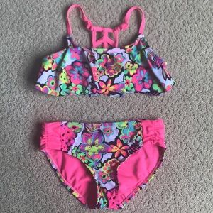 Justice floral print bikini, Size 8